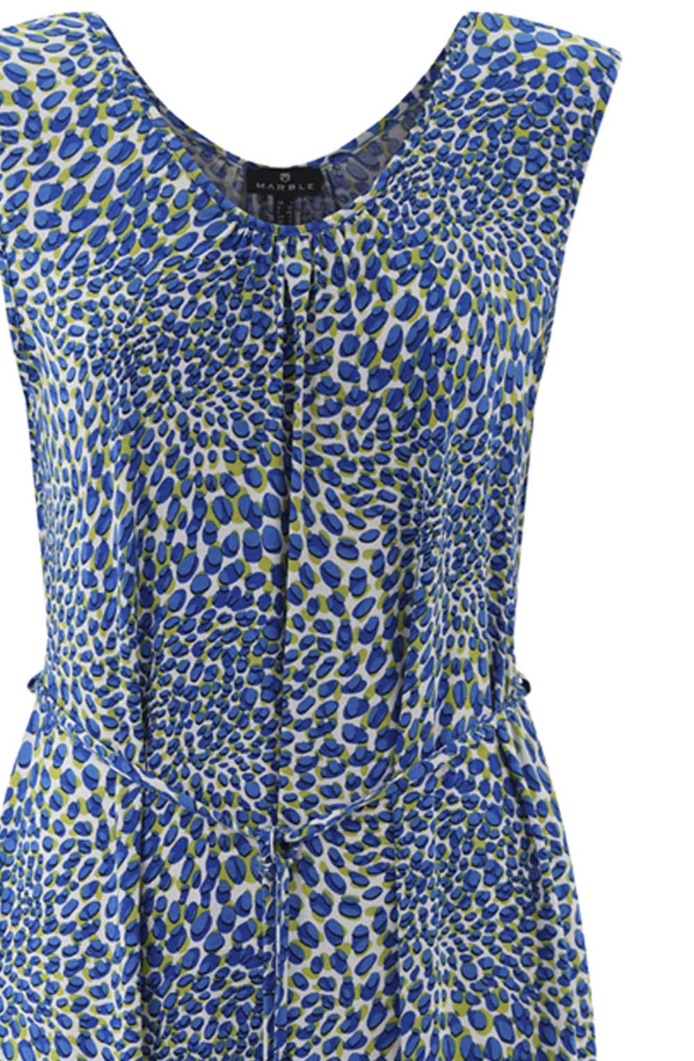 Cobalt Blue and Lime Fit and Flare Jersey Dress