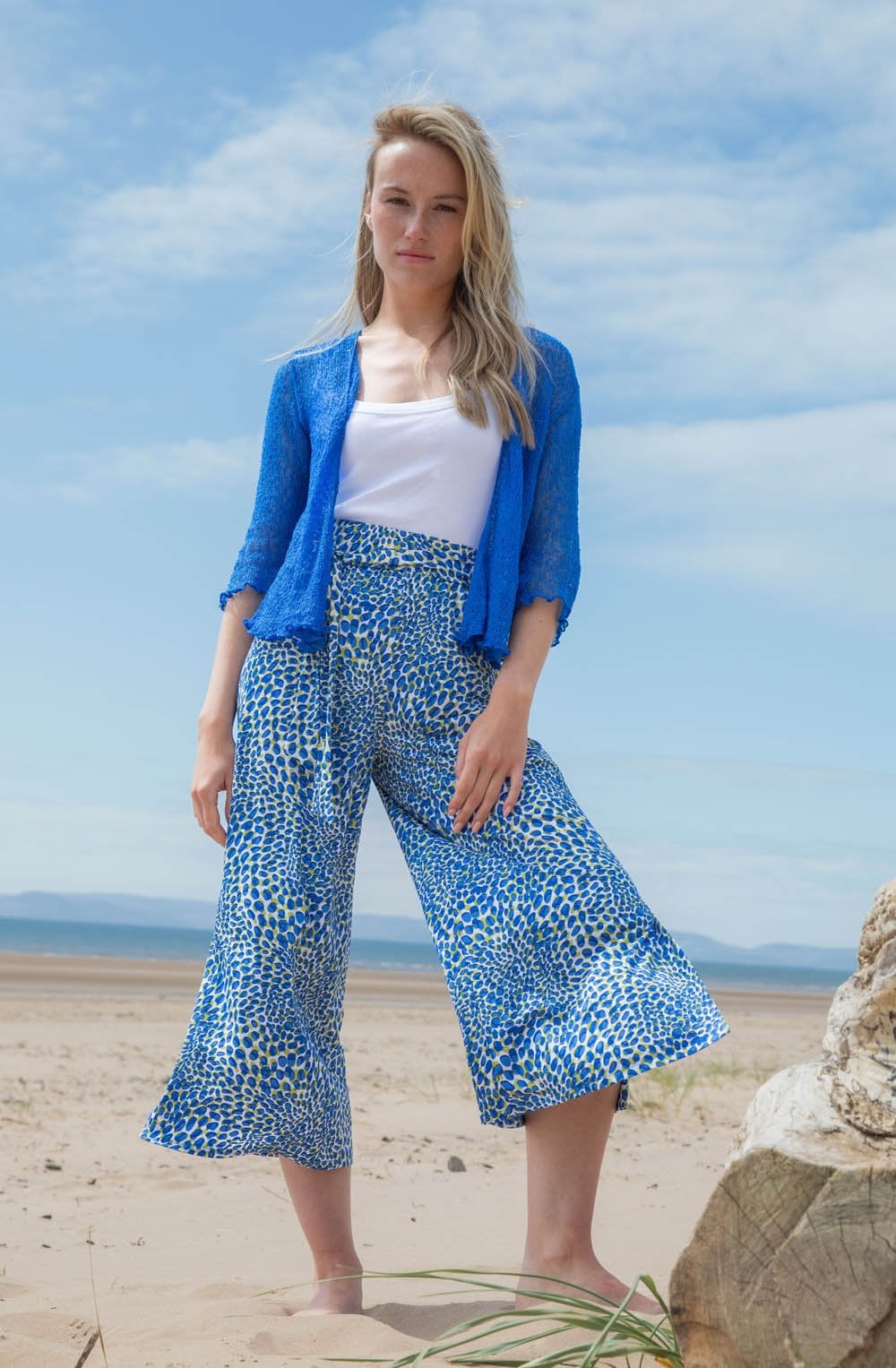 Cobalt Blue and Lime Jersey Culottes