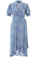 Cobalt Blue and Lime Jersey Wrap Dress
