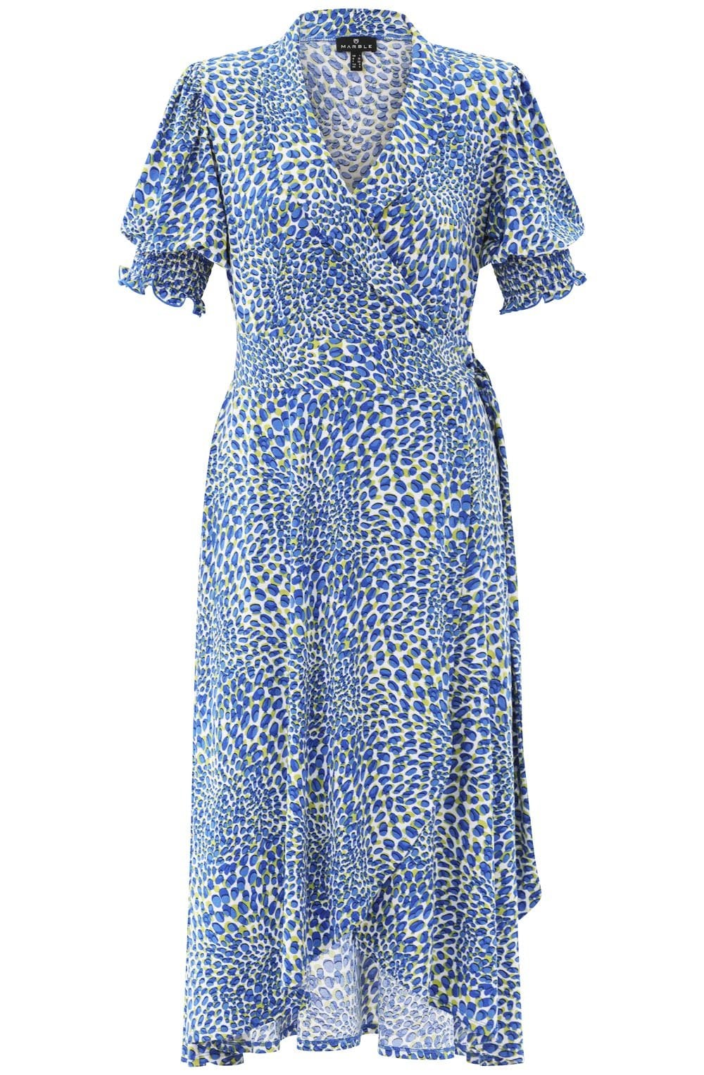 Cobalt Blue and Lime Jersey Wrap Dress