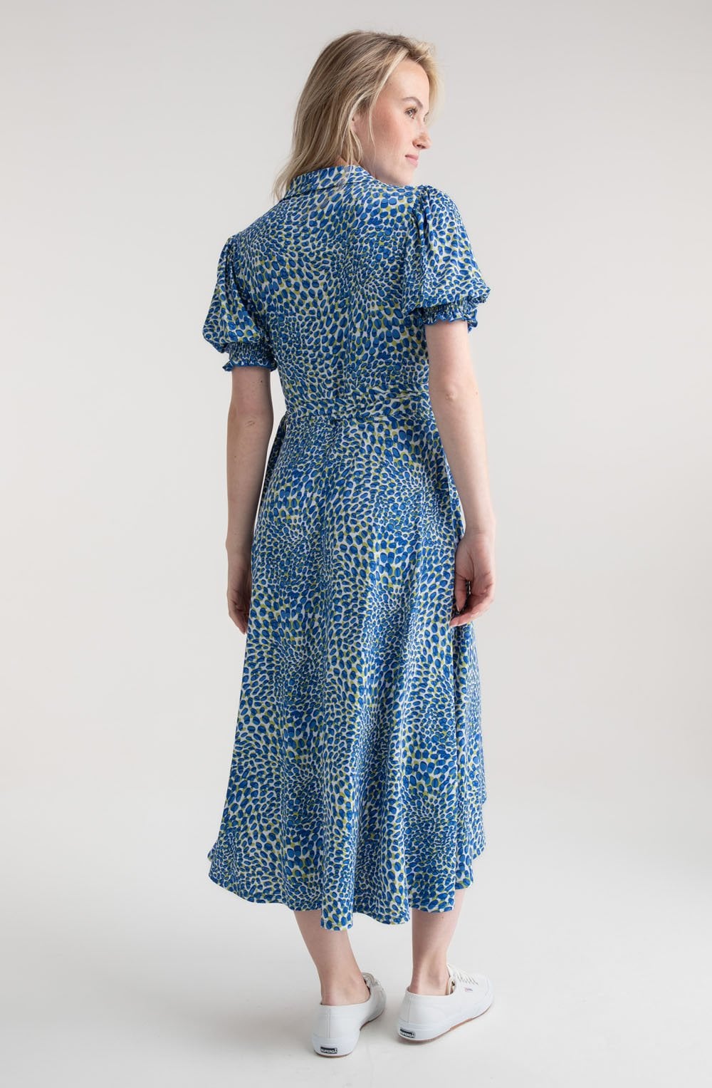 Cobalt Blue and Lime Jersey Wrap Dress