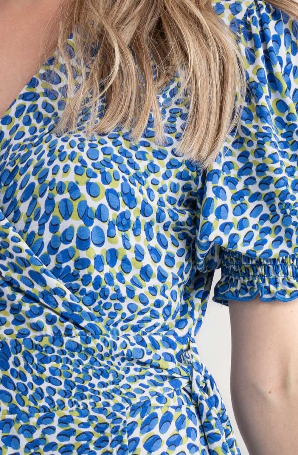 Cobalt Blue and Lime Jersey Wrap Dress