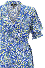 Cobalt Blue and Lime Jersey Wrap Dress