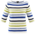Cobalt Blue and Lime Woven Striped Jumper