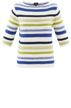 Cobalt Blue and Lime Woven Striped Jumper