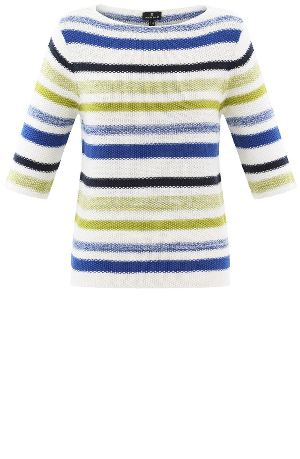 Cobalt Blue and Lime Woven Striped Jumper