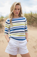 Cobalt Blue and Lime Woven Striped Jumper