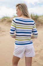 Cobalt Blue and Lime Woven Striped Jumper