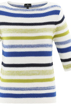 Cobalt Blue and Lime Woven Striped Jumper