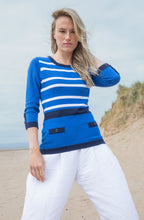 Cobalt Blue and Navy Faux Pocket Sweater