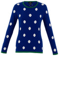 Cobalt Blue and White Spot Print Jumper