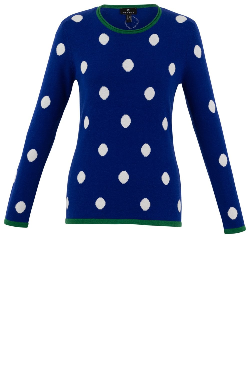 Cobalt Blue and White Spot Print Jumper