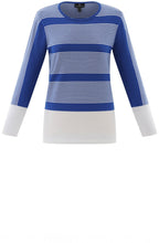 Cobalt Blue Colour Block and Pin Stripe Jumper