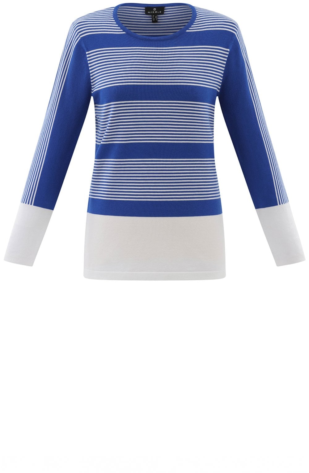 Cobalt Blue Colour Block and Pin Stripe Jumper