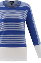Cobalt Blue Colour Block and Pin Stripe Jumper