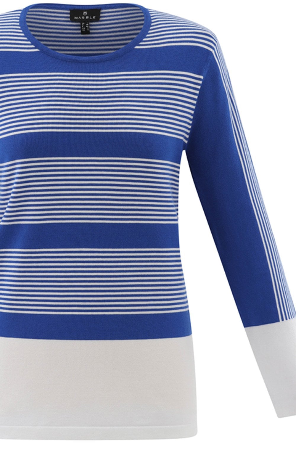 Cobalt Blue Colour Block and Pin Stripe Jumper