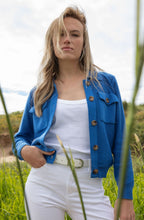 Cobalt Blue Perforated Knit Cardigan