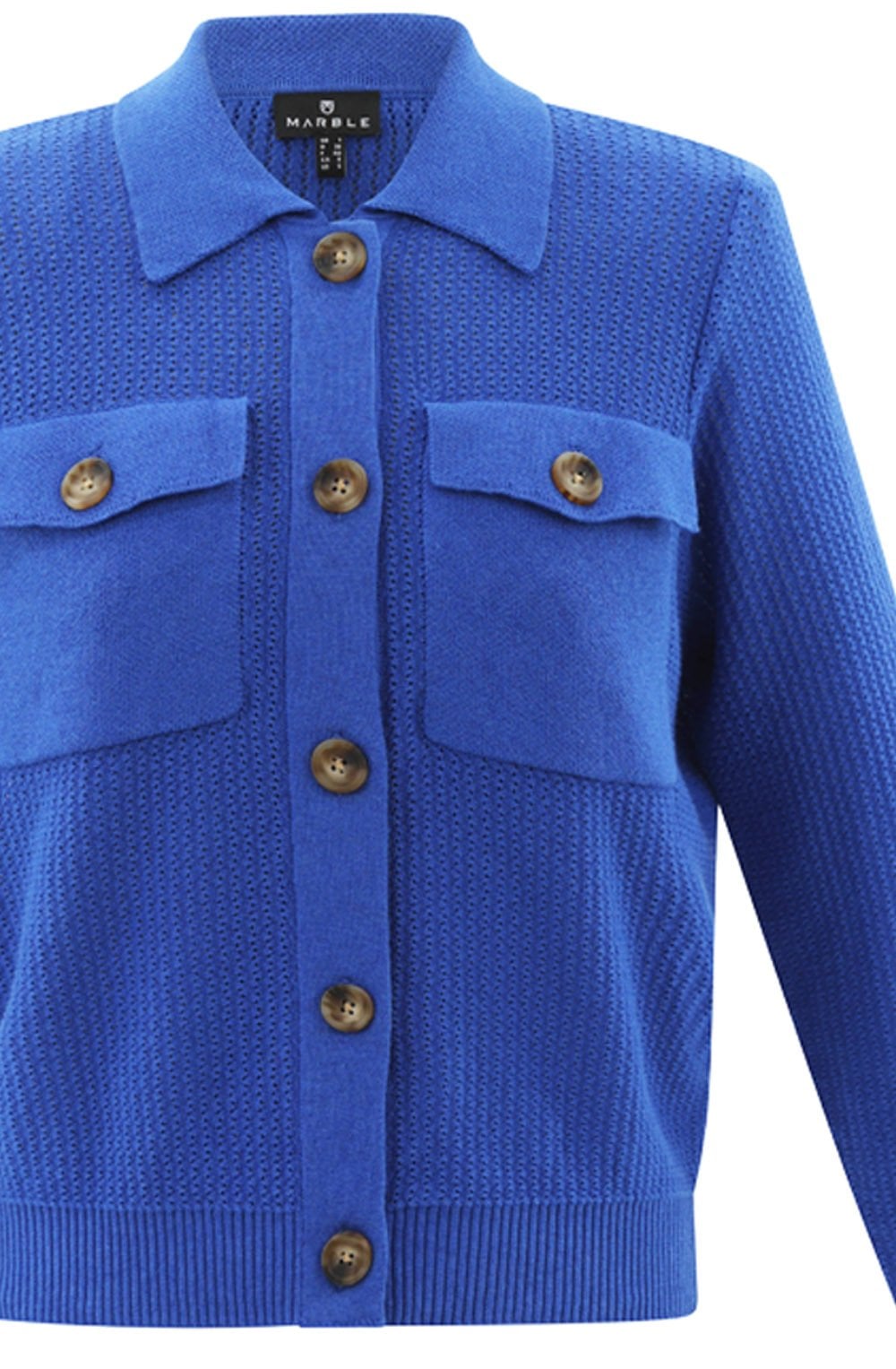 Cobalt Blue Perforated Knit Cardigan