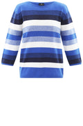 Cobalt Blue Ribbed Knit Striped Jumper
