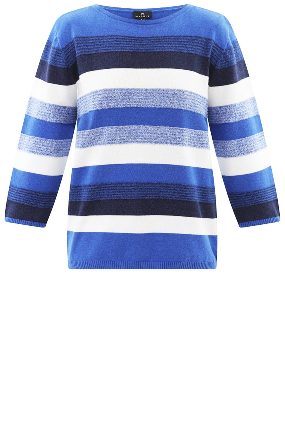 Cobalt Blue Ribbed Knit Striped Jumper
