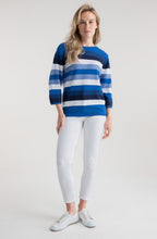 Cobalt Blue Ribbed Knit Striped Jumper