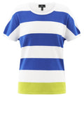 Cobalt Blue Stripe Cap Sleeve Lime Hem Pullover