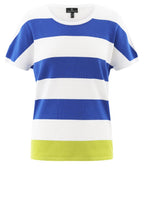 Cobalt Blue Stripe Cap Sleeve Lime Hem Pullover