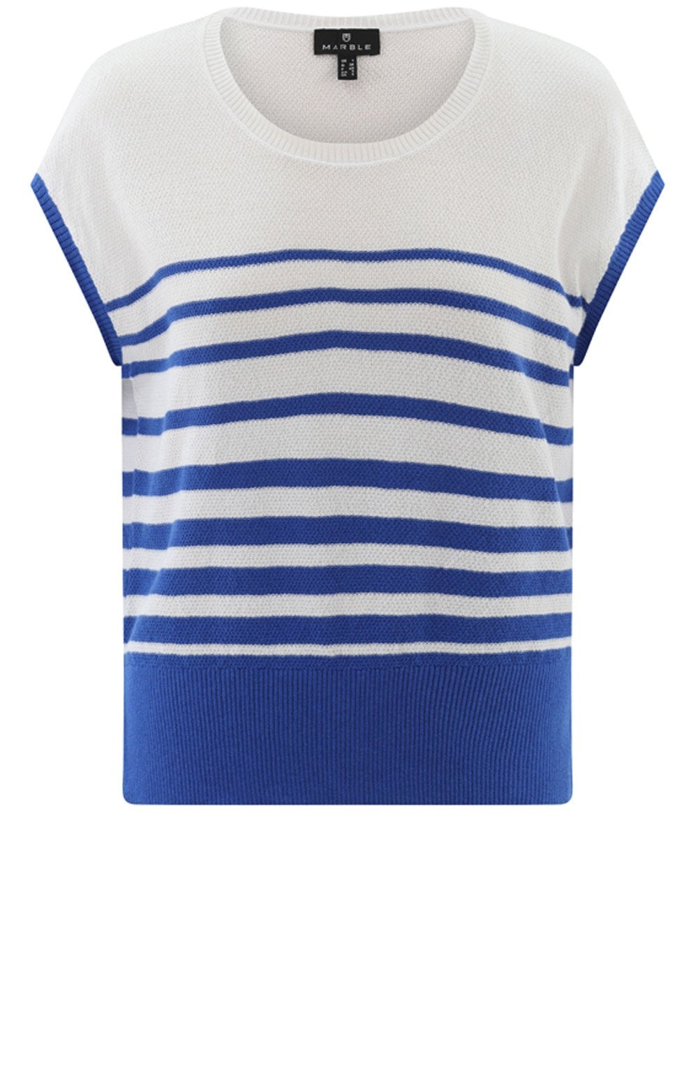 Cobalt Blue Textured Knit Cap Sleeve Top