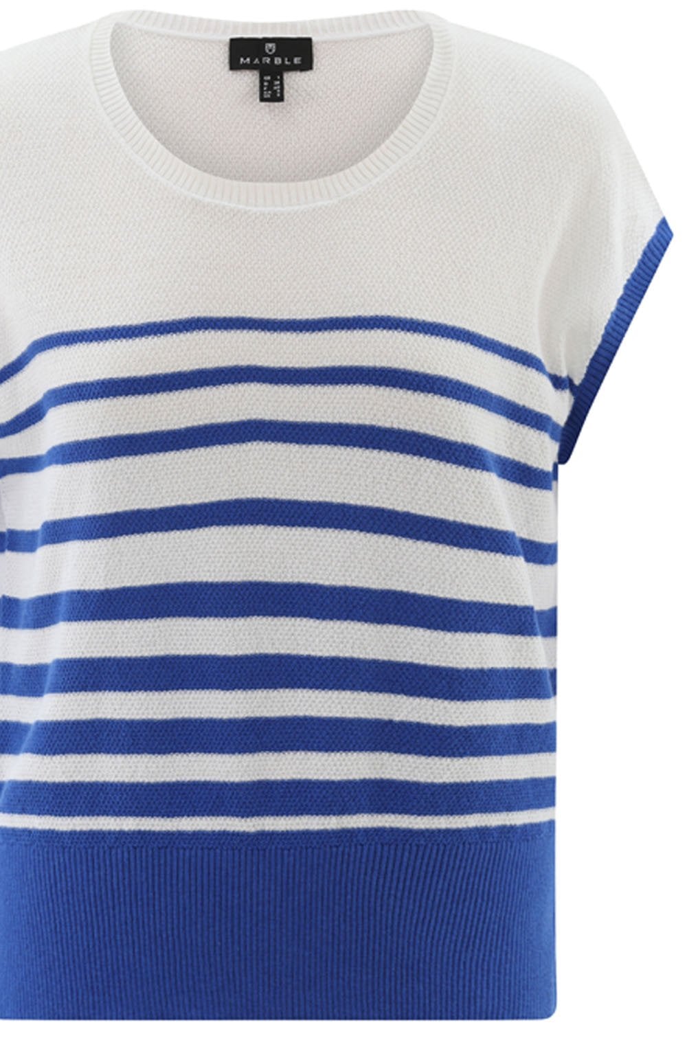 Cobalt Blue Textured Knit Cap Sleeve Top