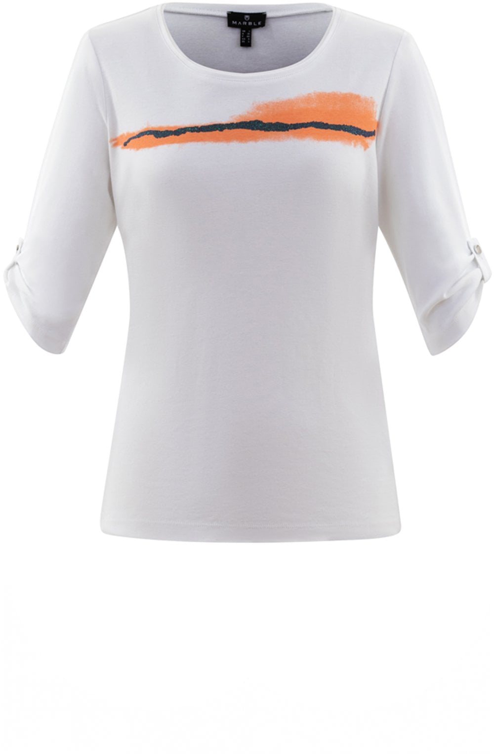 Coral Abstract Sparkle Stripe T Shirt