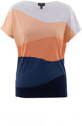 Coral and Navy Casual Striped T Shirt