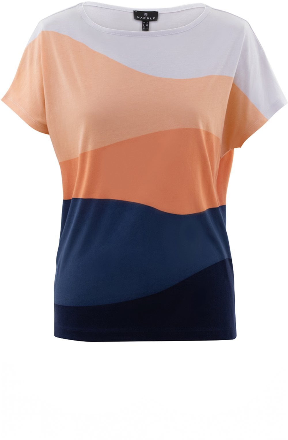 Coral and Navy Casual Striped T Shirt