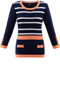Coral and Navy Fine Knit Jumper