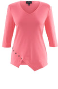 Coral Asymmetric Hem T Shirt
