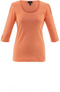 Coral Peep Hole Crochet Top