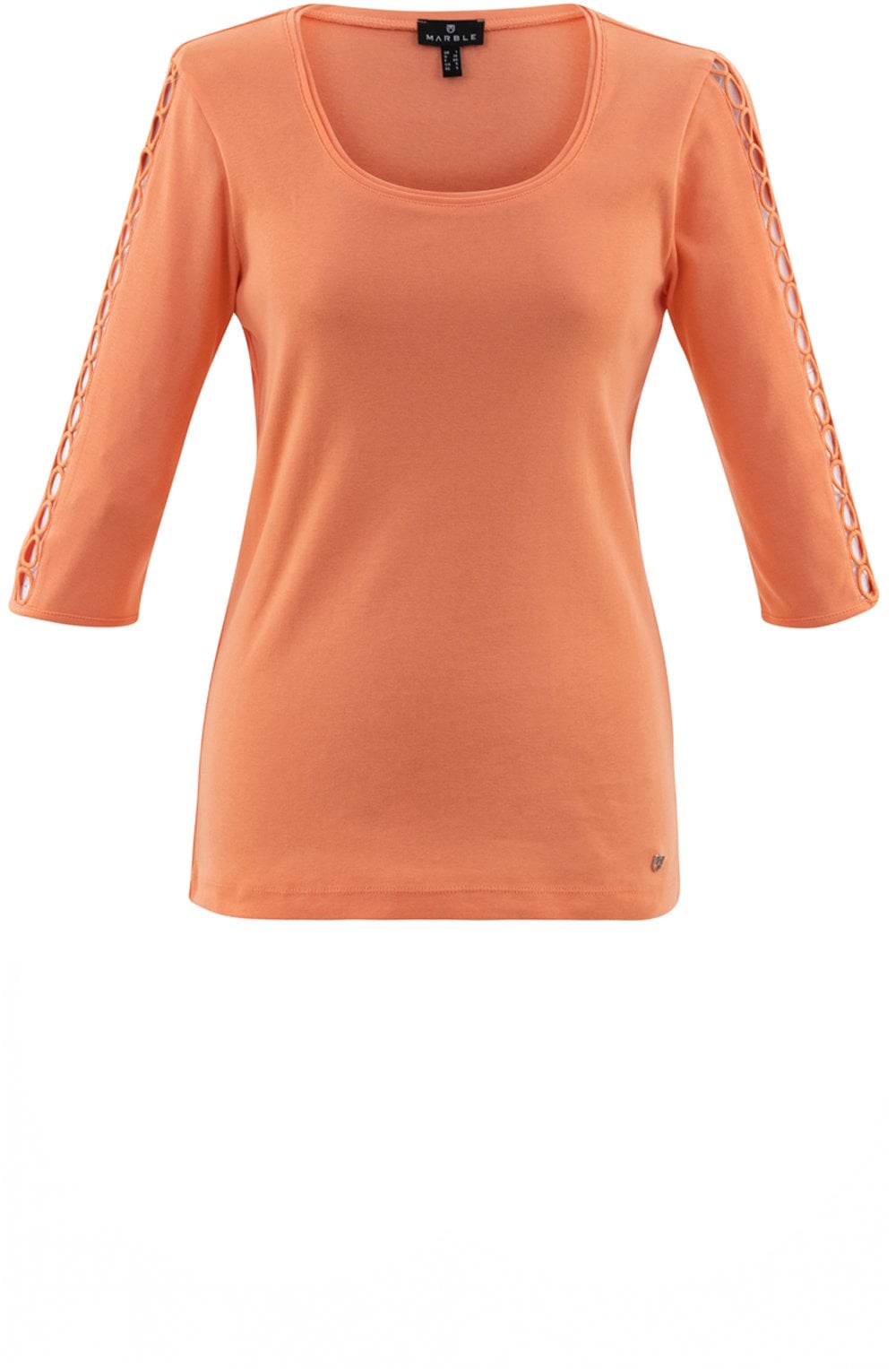 Coral Peep Hole Crochet Top