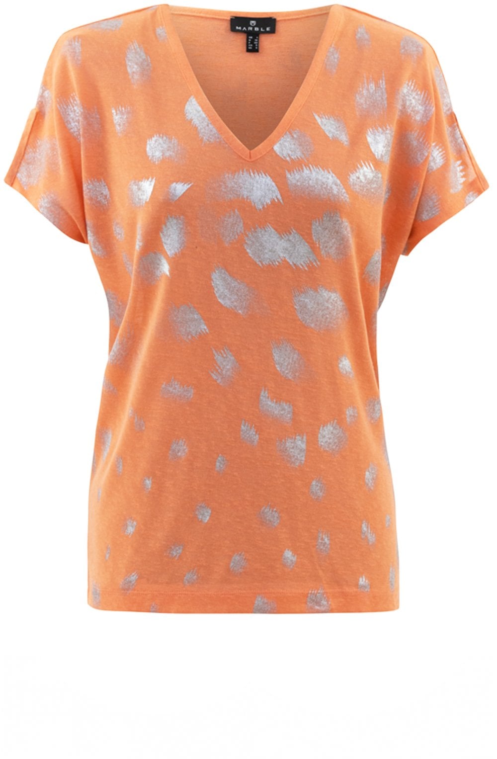 Coral Silver Patterned Top