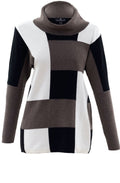 Cowl Neck Block Design Jumper
