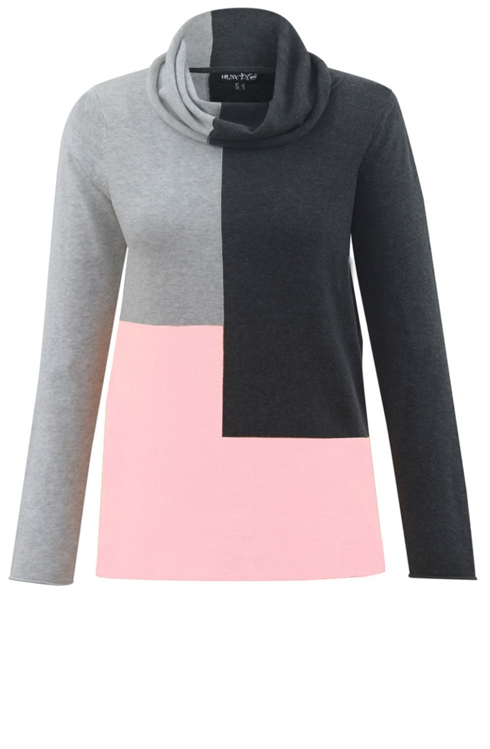 Cowl Neck Block Patterned Jumper