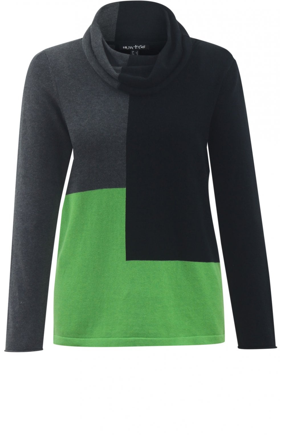 Cowl Neck Block Patterned Jumper
