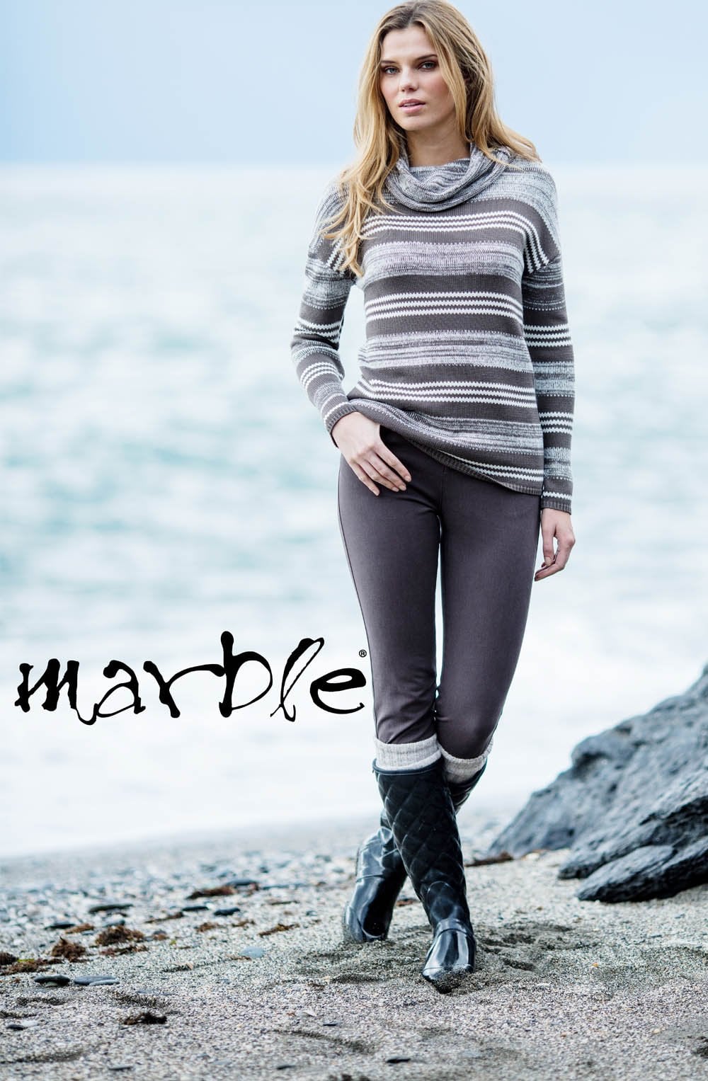 Cowl Neck Striped Sweater
