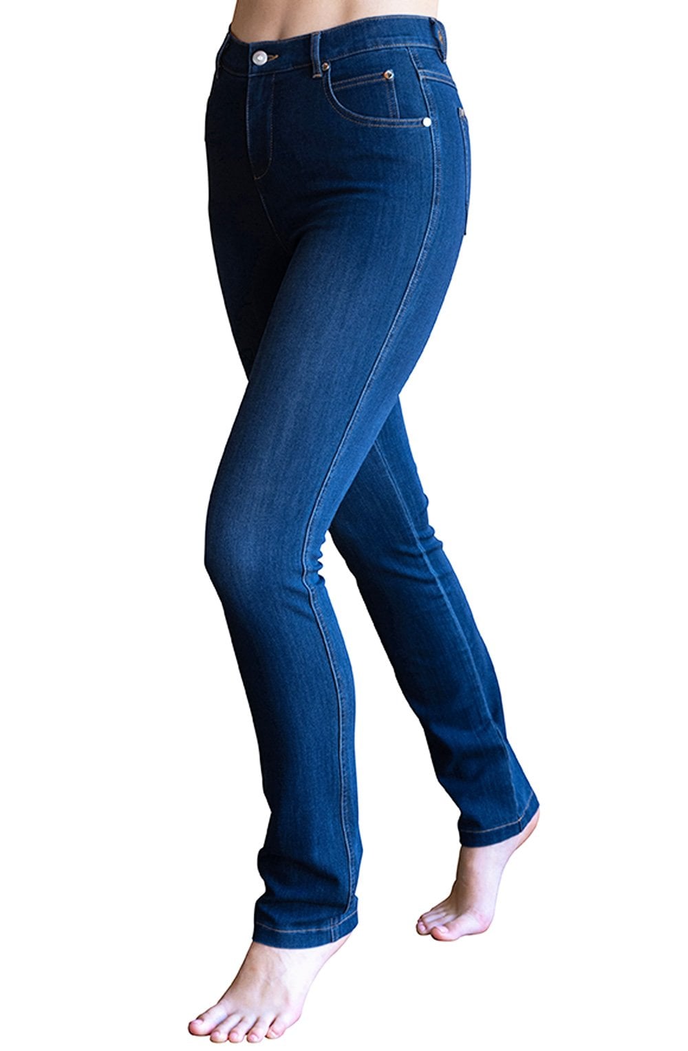 Dark Blue Denim Straight Leg Jeans
