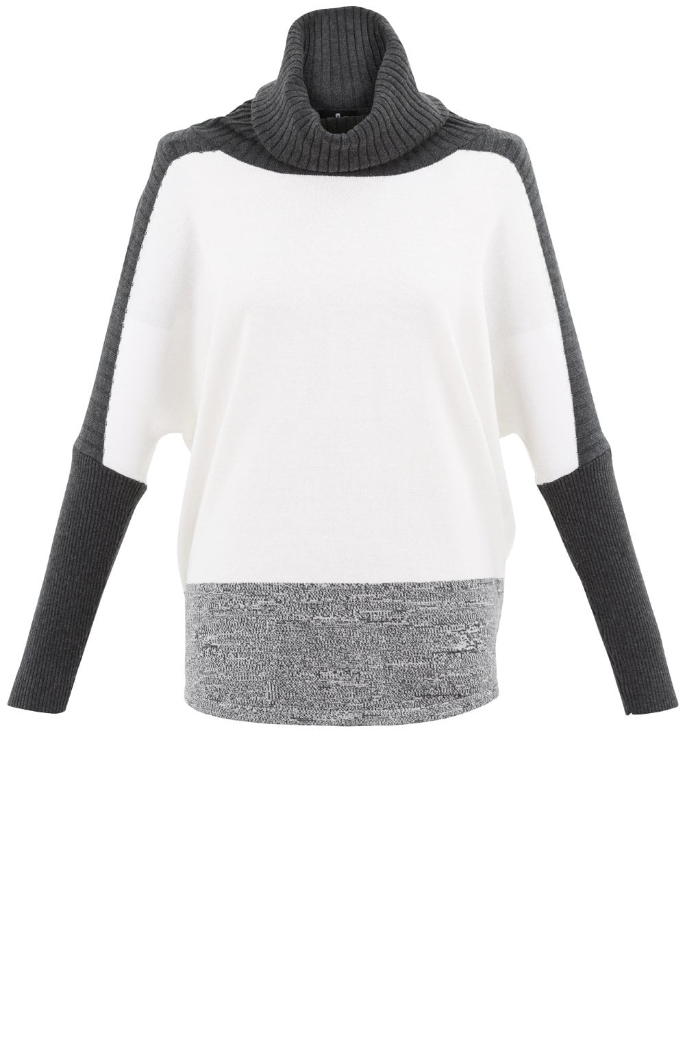 Dark Grey & White Cowl Neck Jumper