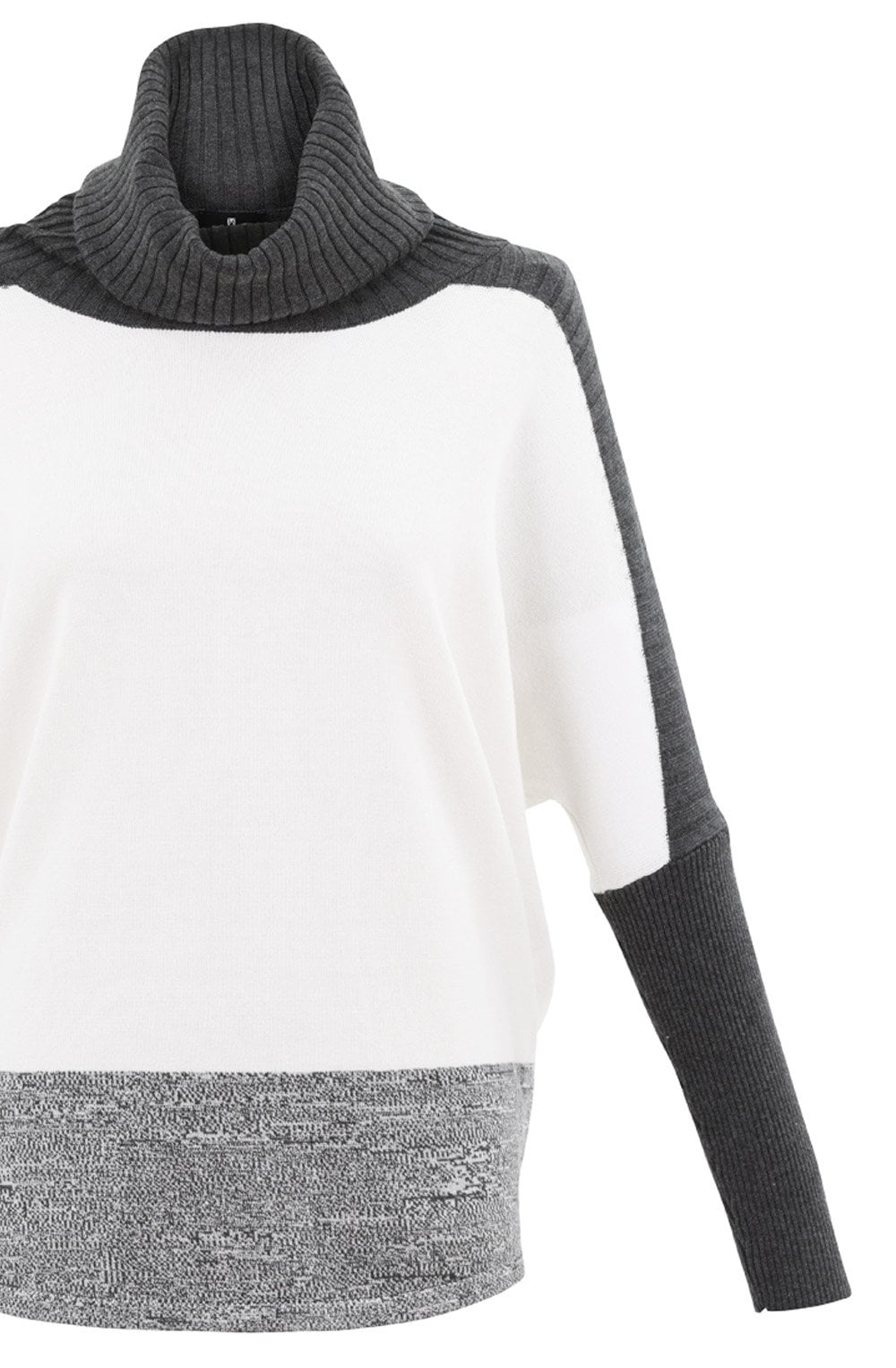 Dark Grey & White Cowl Neck Jumper