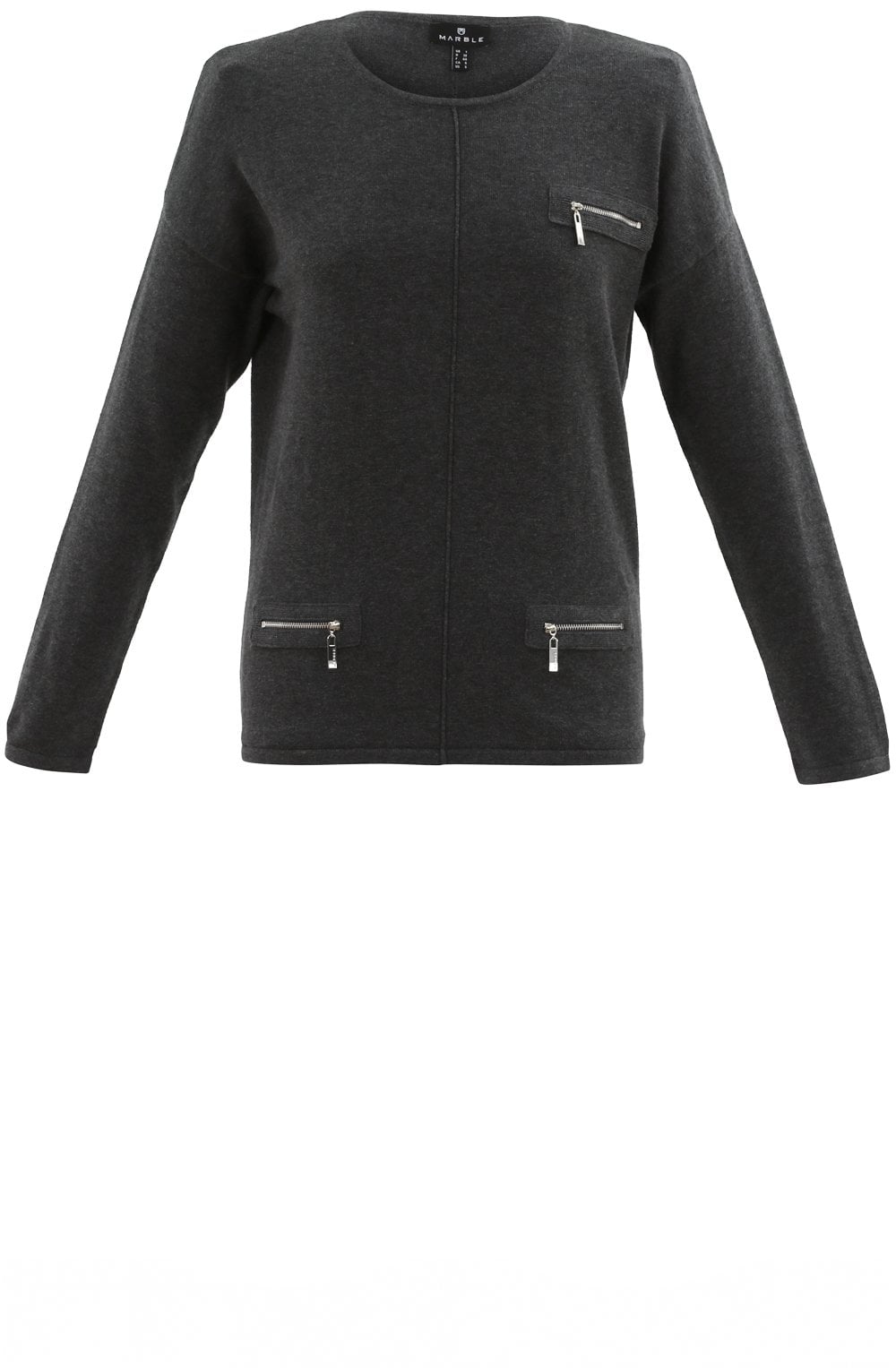Dark Grey Zip Detail Sweater