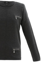 Dark Grey Zip Detail Sweater