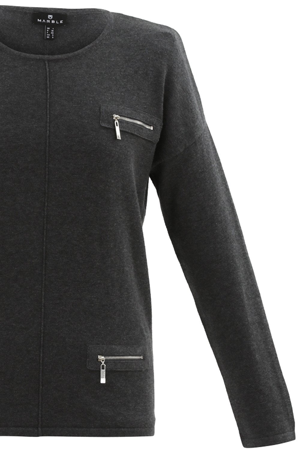 Dark Grey Zip Detail Sweater