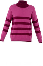 Dark Pink and Berry Striped Polo Neck Jumper