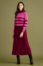 Dark Pink and Berry Striped Polo Neck Jumper