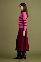 Dark Pink and Berry Striped Polo Neck Jumper